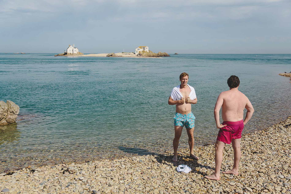 Relaxing on the Les Ecréhous islands off the coast of Jersey, Channel Islands