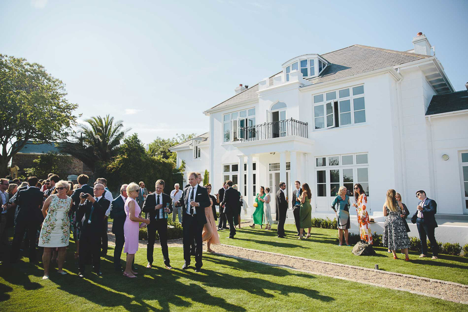 The wedding reception venue at a wedding in Jersey, Channel Islands