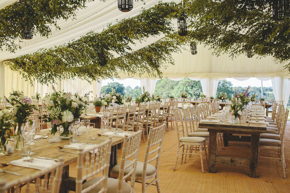 The wedding reception marquee at a wedding in Jersey, Channel Islands