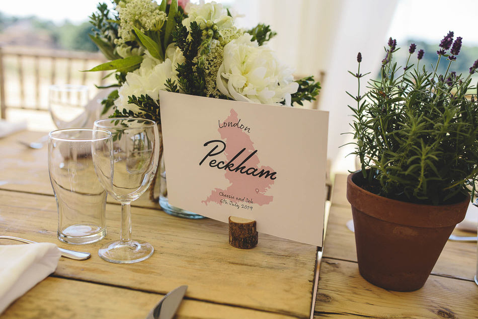 Table decoration details at a wedding in Jersey, Channel Islands