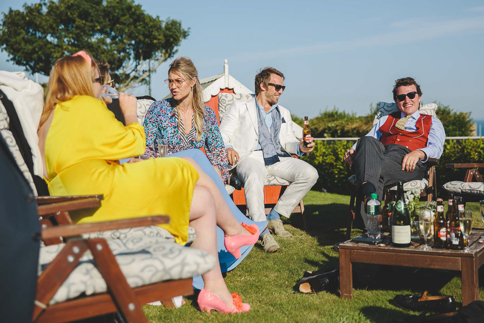 Wedding guests at a wedding in Jersey, Channel Islands