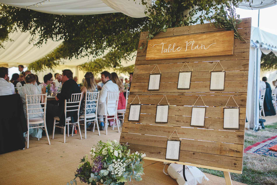 The Table plan at a wedding in Jersey, Channel Islands