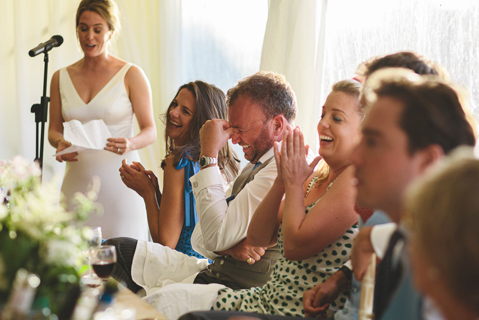 The brides speech guests reactions at a wedding in Jersey, Channel Islands