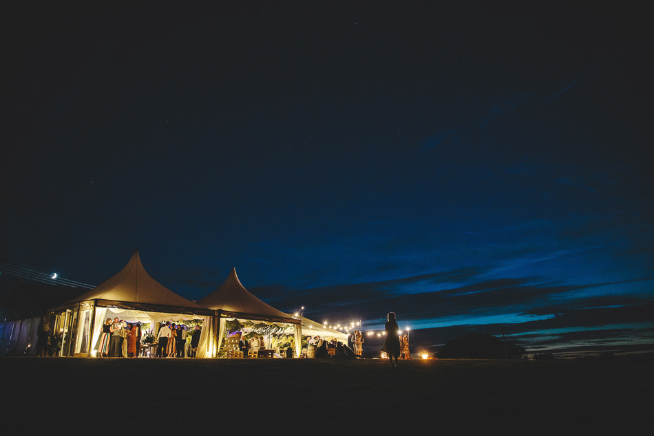 The marquee at night. Jersey wedding photography.