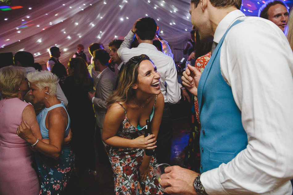 Guests dancing at a wedding in Jersey, Channel Islands