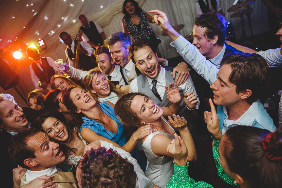 Guests dancing at a wedding in Jersey, Channel Islands