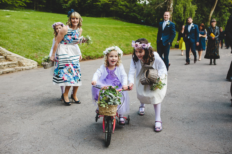 Flower girl on a bike