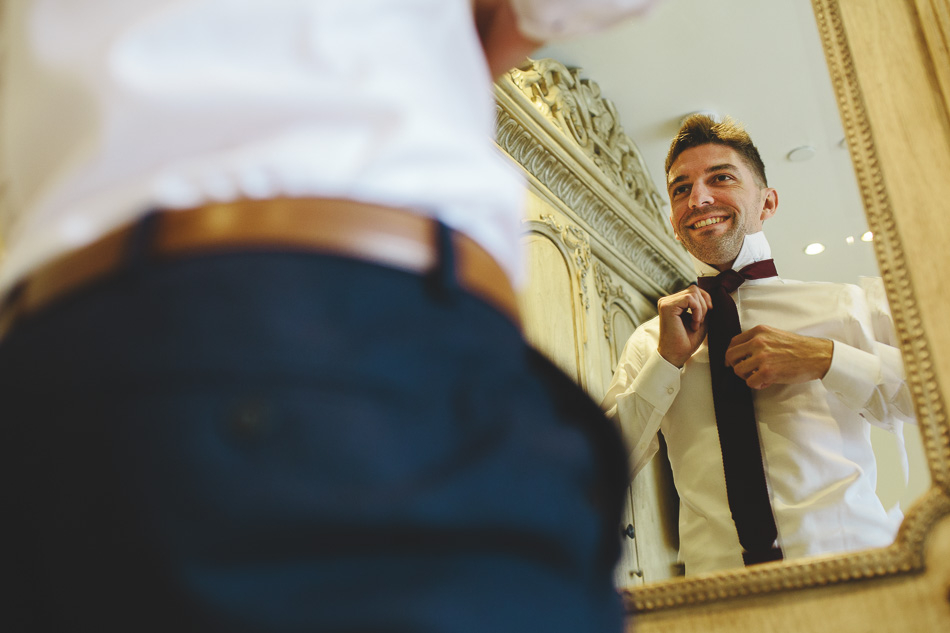 Groom getting ready