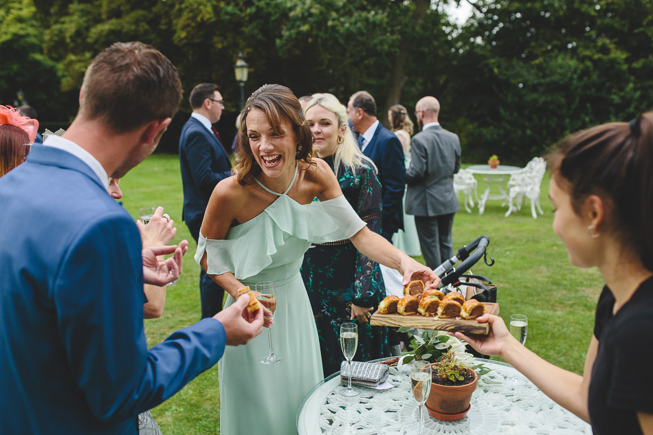 Wedding guest laughing