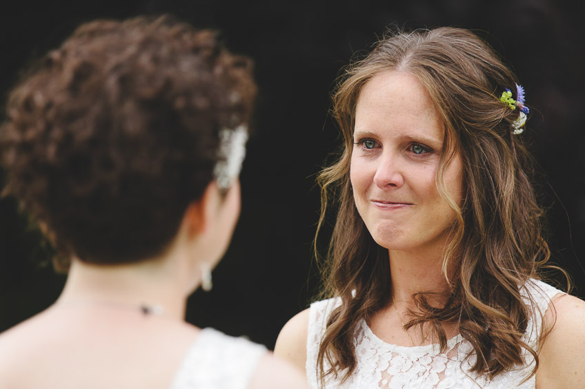 bride smiling during ceremony