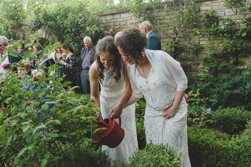 brides watering the plant